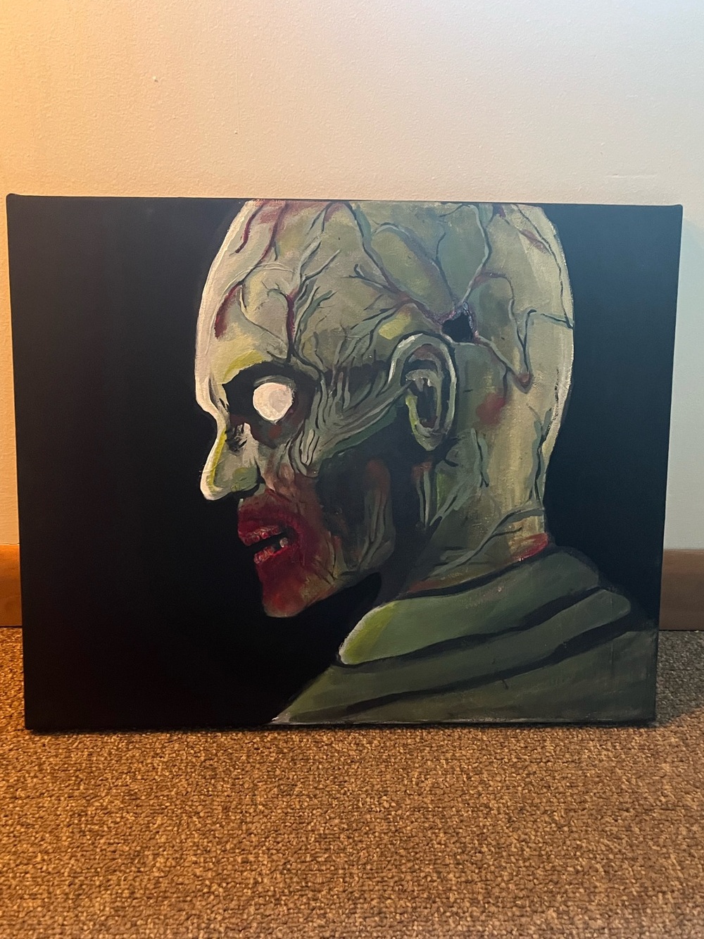 Halloween Zombie evil resident side Profile Canvas Art horror movie